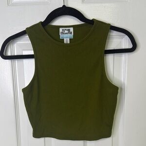 NWOT Green Sleeveless Crop Tank Top Fitted Style